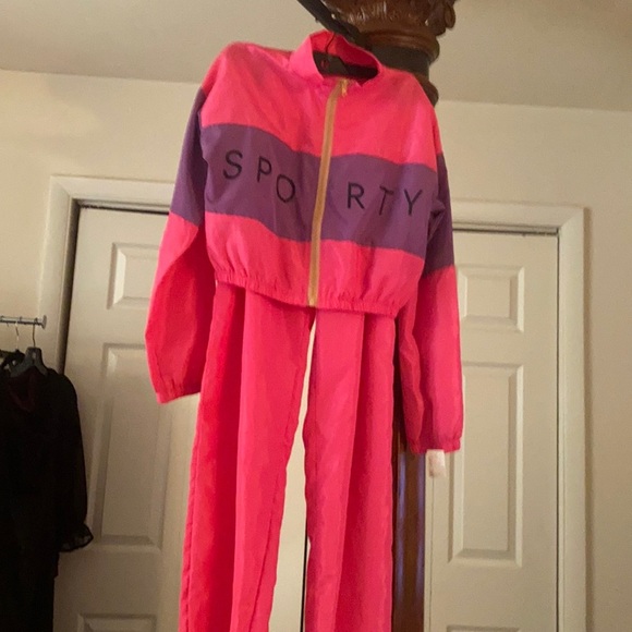 Nylon pink and purple 2 PCs jogging suit - Picture 1 of 4